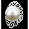 18K Gold 16mm South Sea Pearl & 1.44ct Diamond Rin