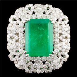 18K Gold 2.19ct Emerald & 4.81ctw Diamond Ring