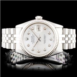 Rolex SS DateJust 36mm Diamond Wristwatch
