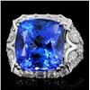 18k Gold 14.59ct Tanzanite & 1.90ct Diamond Ring