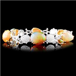 18K Gold 19.00ct Opal & 2.23ctw Diamond Bracelet