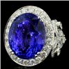 18K Gold 19.33ct Tanzanite & 2.60ct Diamond Ring