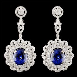18K Gold 15.63ctw Tanzanite & 5.43ctw Diamond Earr