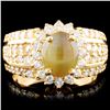 18K Gold Cats Eye & 1.20ctw Diamond Ring