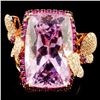 18K Rose Gold 18.73ct Kunzite & 0.52ctw  Diamond R