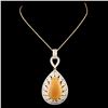 18K Gold 7.28ct Opal & 1.88ctw Diamond Pendant