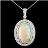 18K Gold 7.94ct Opal & 1.18ctw Diamond Pendant