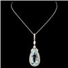 18K Gold 9.30ct Aquamarine & 1.00ctw Diamond Penda
