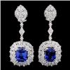18K Gold 6.13ctw Tanzanite & 3.98ctw Diamond Earri