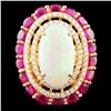 18K Gold 5.27ct Opal & 0.72ctw Diamond Ring