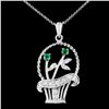 Image 1 : 14K Gold 0.24ctw Emerald & 0.41ctw Diamond Pendant