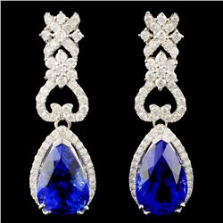 14K Gold 5.23ct Tanzanite & 2.26ctw Diamond Earrin