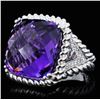 Image 1 : 18K Gold 23.51ct Amethyst & 0.43ct Diamond Ring