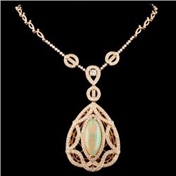 18K Gold 9.43ct Opal & 4.86ctw Diamond Necklace