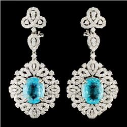 18K Gold 8.40ct Paraiba & 4.52ctw Diamond Earrings