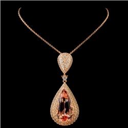 18K Rose Gold 10.84ct Morganite & 0.92ct Diamond P