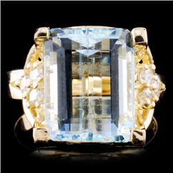 14K Gold 6.02ct Aquamarine & 0.29ctw Diamond Ring