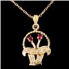 Image 1 : 14K Gold 0.19ctw Ruby & 0.13ctw Diamond Pendant