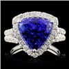 Image 1 : 18K Gold 5.40ct Tanzanite & 1.10ct Diamond Ring
