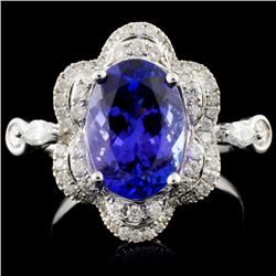 18K White Gold 3.31ct Tanzanite & 0.61ct Diamond R