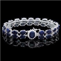 `14k Gold 50ct Sapphire 0.50ct Diamond Bracelet