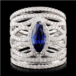 18K Gold 1.45ct Sapphire & 1.67ctw Diamond Ring