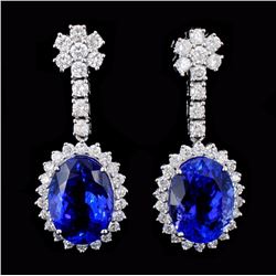 18K Gold 10.09ct Tanzanite & 1.68ct Diamond Earrin