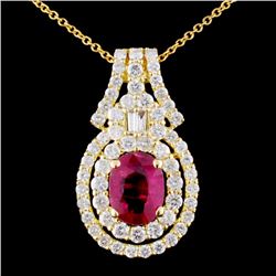 18K Gold 1.44ctw Ruby & 1.24ctw Diamond Pendant