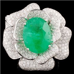 18K Gold 11.21ct Emerald & 5.52ctw Diamond Ring