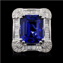 18K Gold 10.71ct Tanzanite & 1.70ctw Diamond Ring