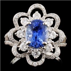 18K White Gold 2.00ct Sapphire & 0.98ct Diamond Ri