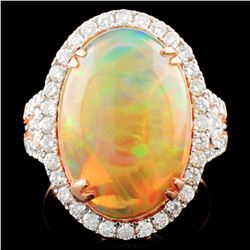 18K Gold 6.25ct Opal & 0.95ctw Diamond Ring