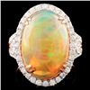 Image 1 : 18K Gold 6.25ct Opal & 0.95ctw Diamond Ring