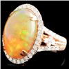 Image 2 : 18K Gold 6.25ct Opal & 0.95ctw Diamond Ring