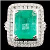 Image 1 : 18K Gold 6.06ct Emerald & 1.35ctw Diamond Ring