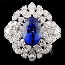 18K Gold 3.00ct Sapphire & 1.90ctw Diamond Ring