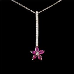 14K White Gold 1.00ct Ruby & 0.48ct Diamond Pendan
