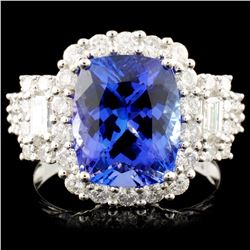 18K Gold 4.32ct Tanzanite & 1.36ctw Diamond Ring