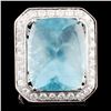 18K Gold 20.84ct Aquamarine & 1.68ctw Diamond Ring