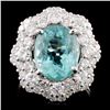 18K Gold 4.30ct Paraiba & 2.05ctw Diamond Ring