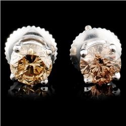 14K Gold 0.92ctw Fancy Color Diamond Earrings