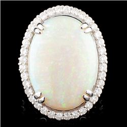 18K Gold 21.00ct Opal & 1.68ctw Diamond Ring