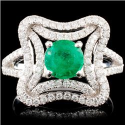 14K Gold 0.90ct Emerald & 0.60ctw Diamond Ring