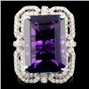 Image 1 : 18K Gold 15.40ct Amethyst & 1.10ctw Diamond Ring