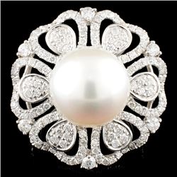 18K Gold 13MM Pearl & 1.61ctw Diamond Ring