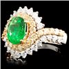 Image 2 : 18K Gold 1.72ct Tsavorite & 1.36ctw Color Diamond