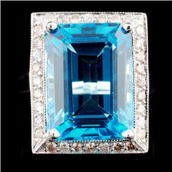 18K Gold 13.96ct Topaz & 0.52ctw Diamond Ring