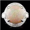 Image 1 : 18K Gold 11.60ct Opal & 0.78ctw Diamond Ring
