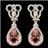 Image 1 : 14K Gold 7.25ct Morganite & 1.30ct Diamond Earring