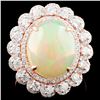 Image 1 : 14K Gold 4.66ct Opal & 1.15 Diamond Ring
